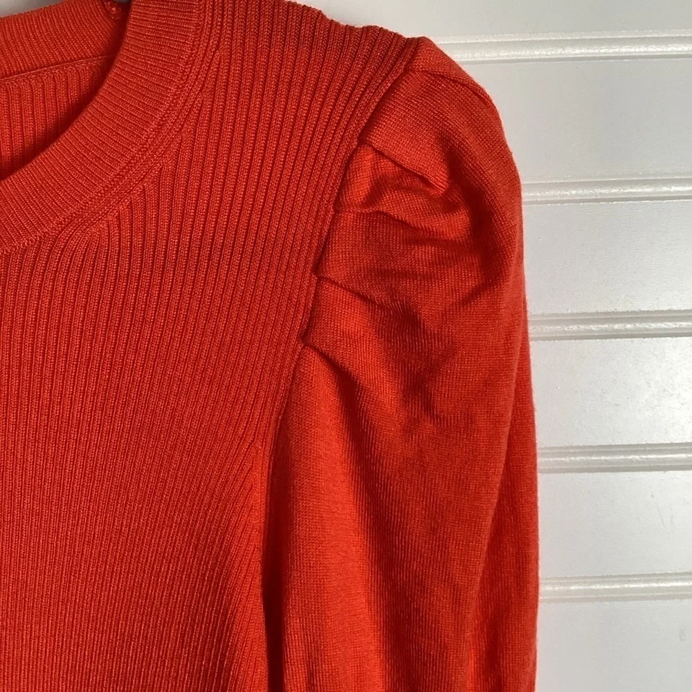 J. Crew NWT Red / orange Puff Sleeve sweater Size Medium